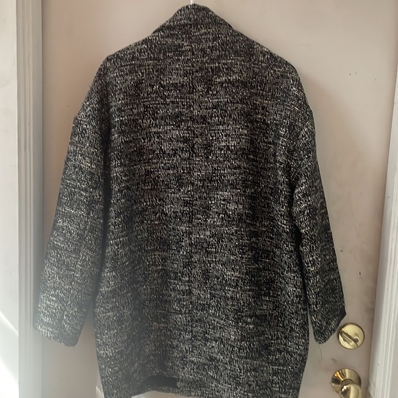 H&M Black White Tweed Blazer Jacket Coat One Button Size 12 - Picture 5 of 7